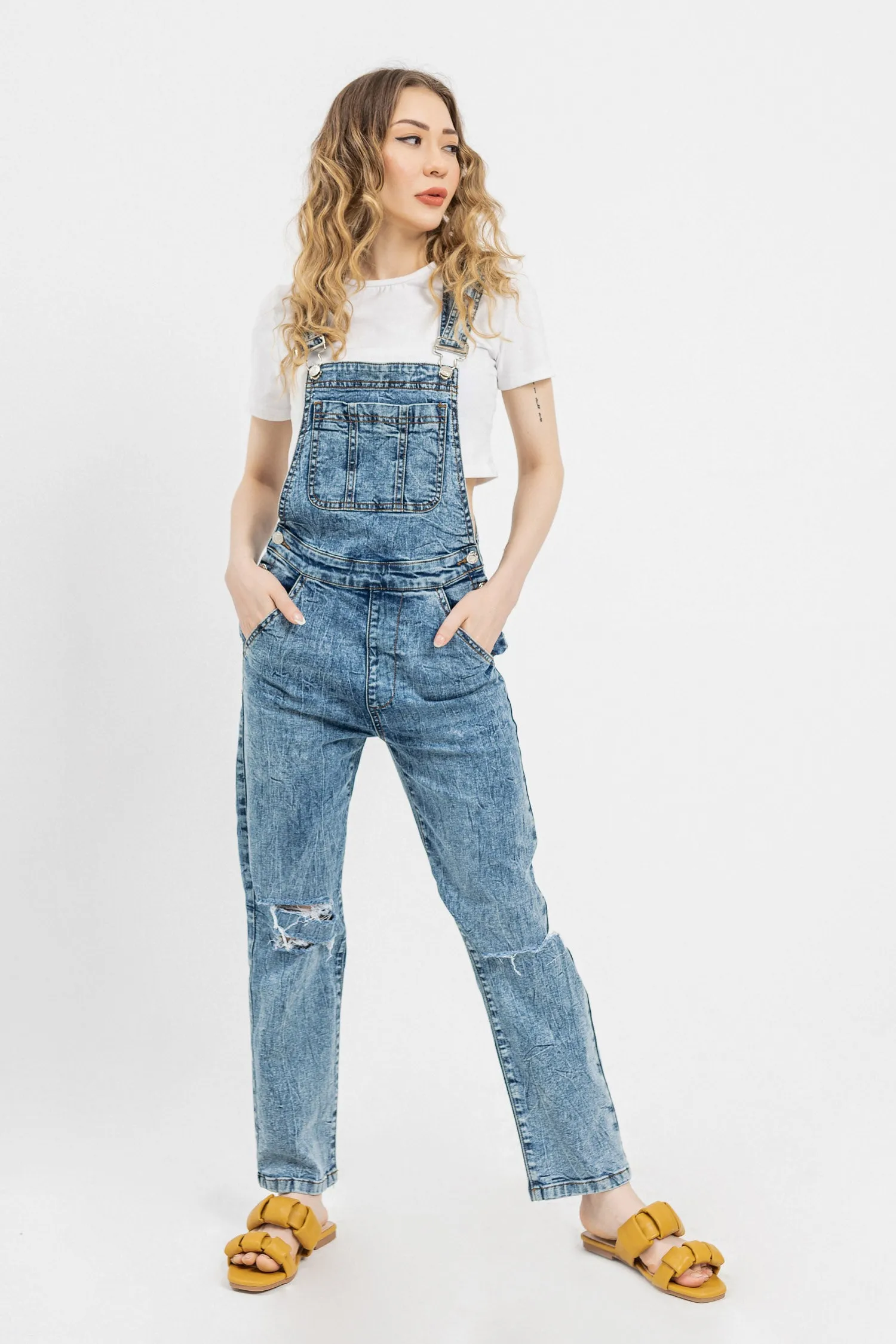 Mid Blue Wash Denim Dungaree