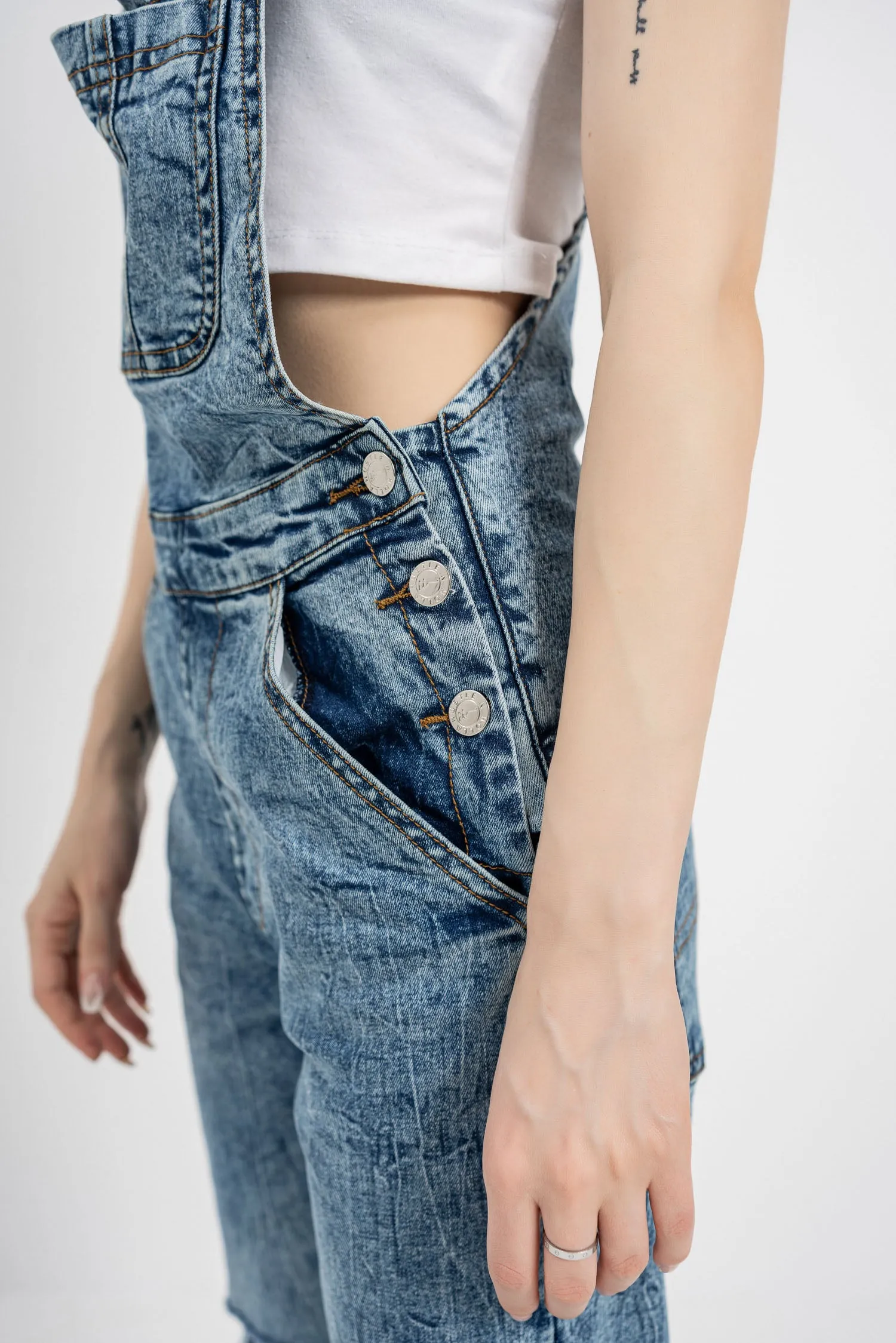 Mid Blue Wash Denim Dungaree