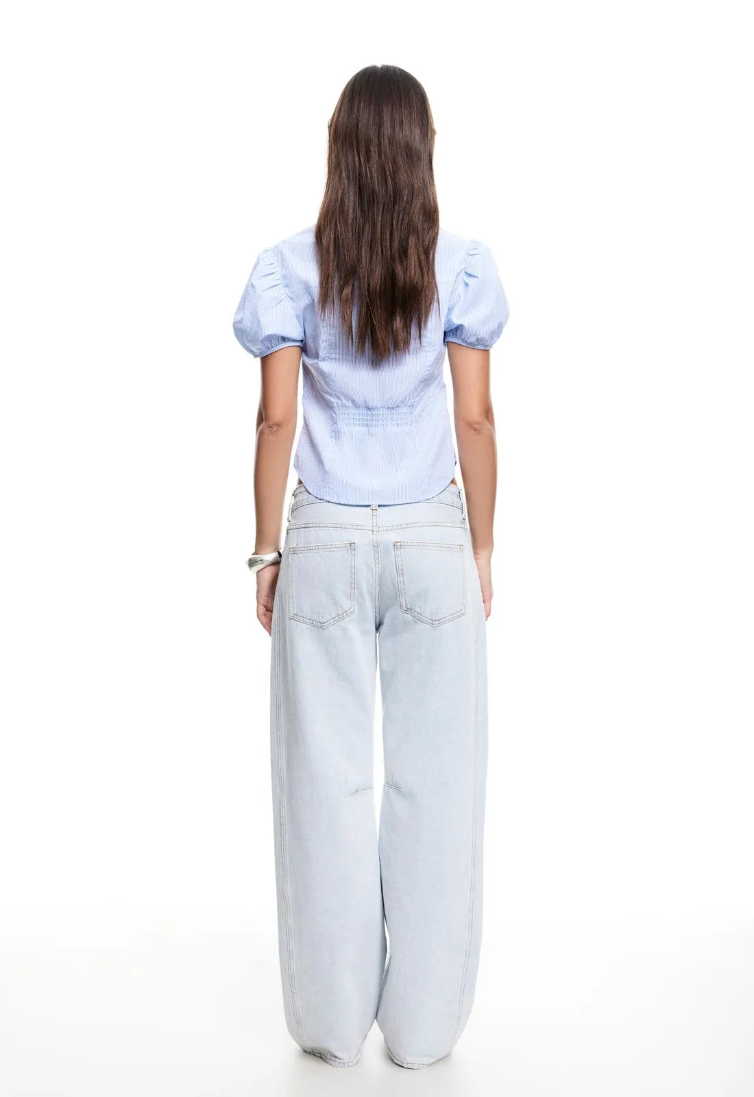 MON CHERI BLOUSE - BLUE STRIPE