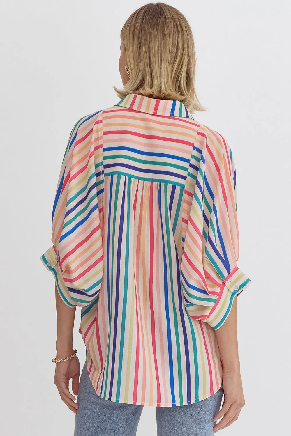 Multicolor Stripe Button Down