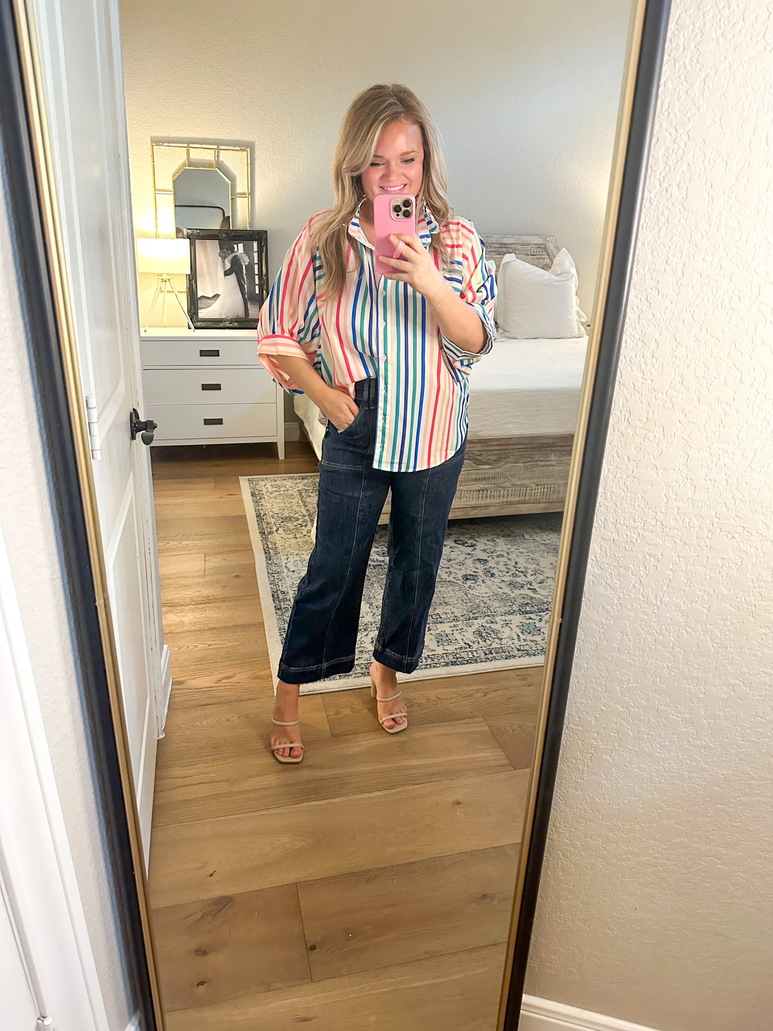 Multicolor Stripe Button Down