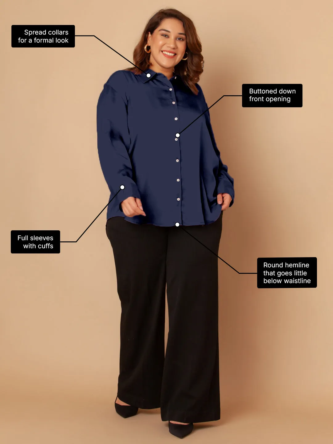 Navy Solid Buttoned Shirt