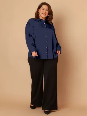 Navy Solid Buttoned Shirt