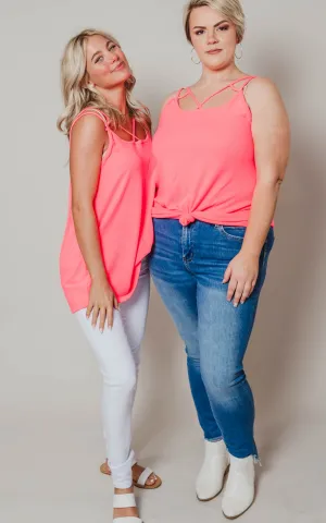 Neon Pink Strappy Tank Top - Final Sale*