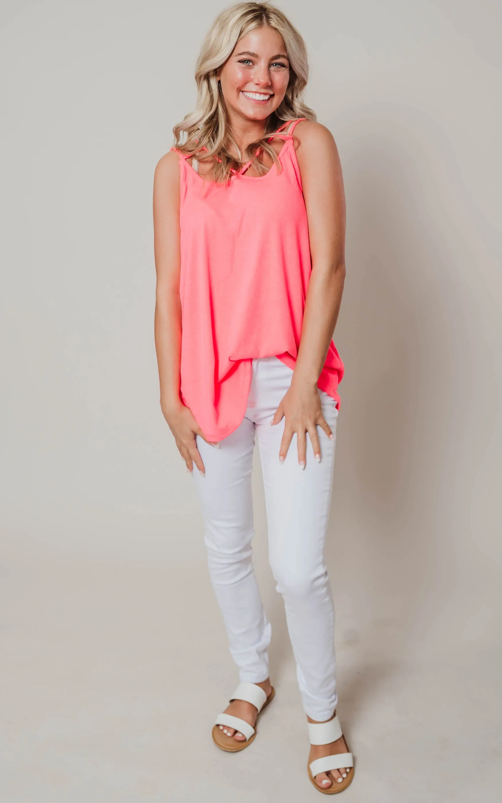 Neon Pink Strappy Tank Top - Final Sale*