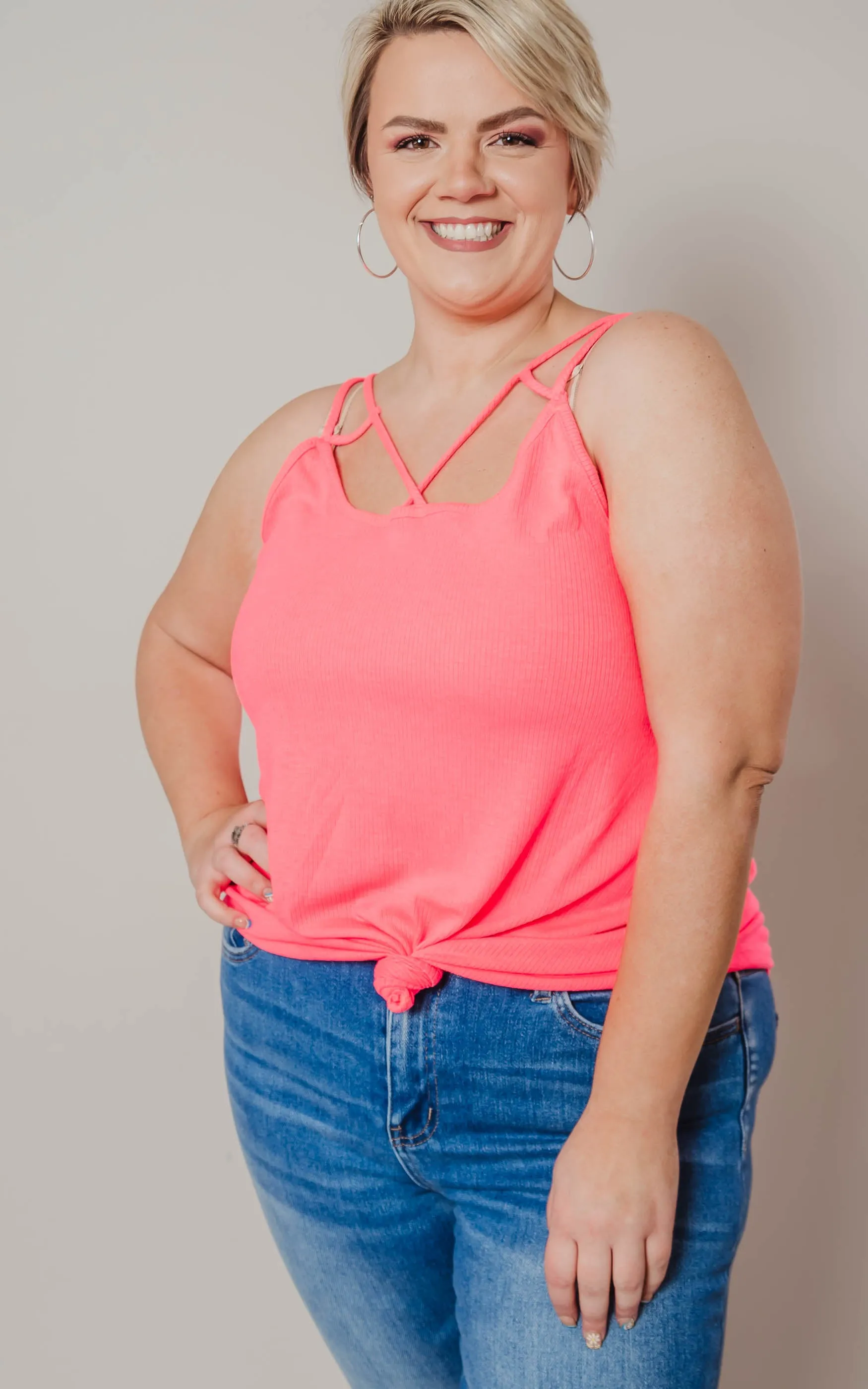 Neon Pink Strappy Tank Top - Final Sale*