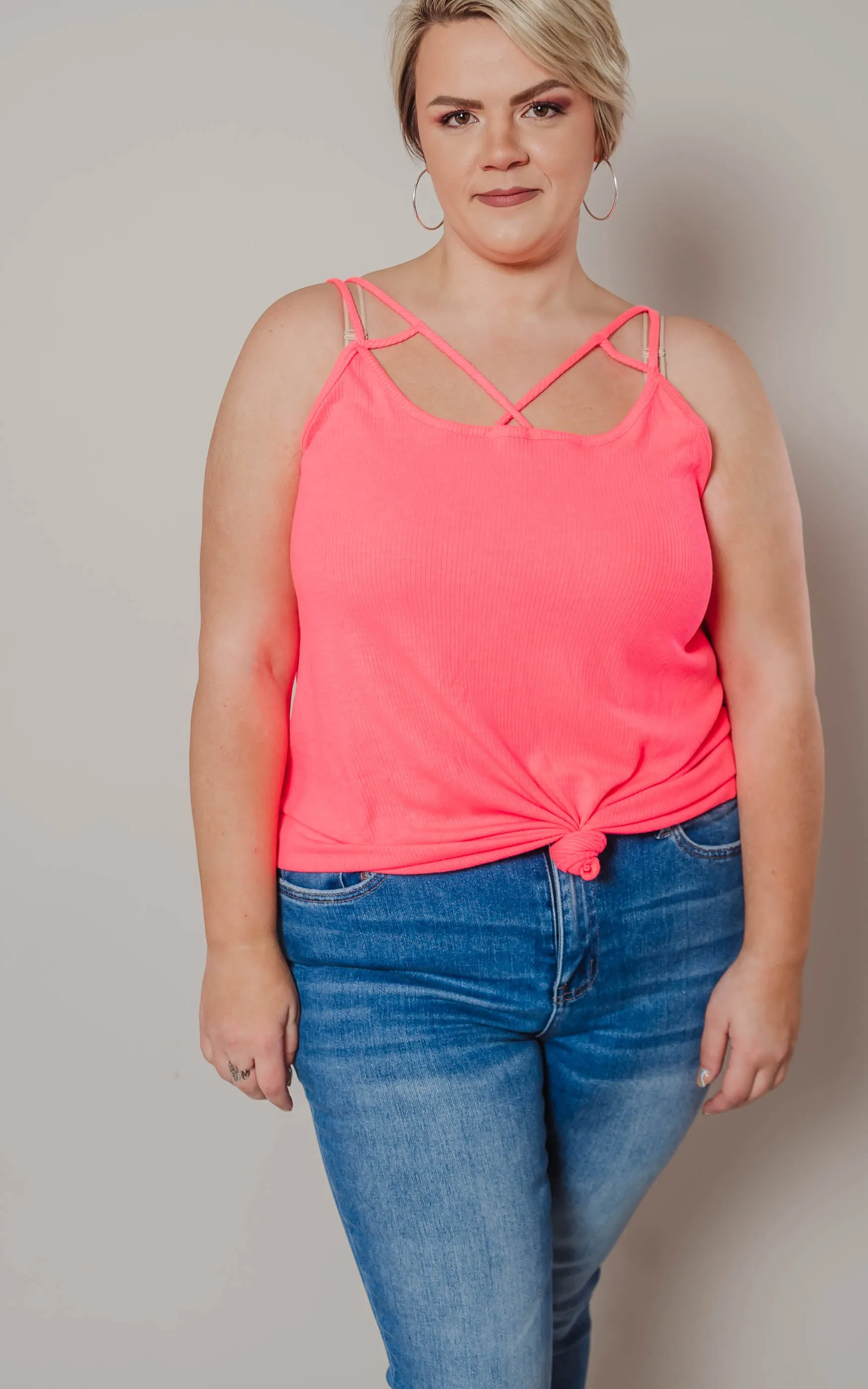Neon Pink Strappy Tank Top - Final Sale*