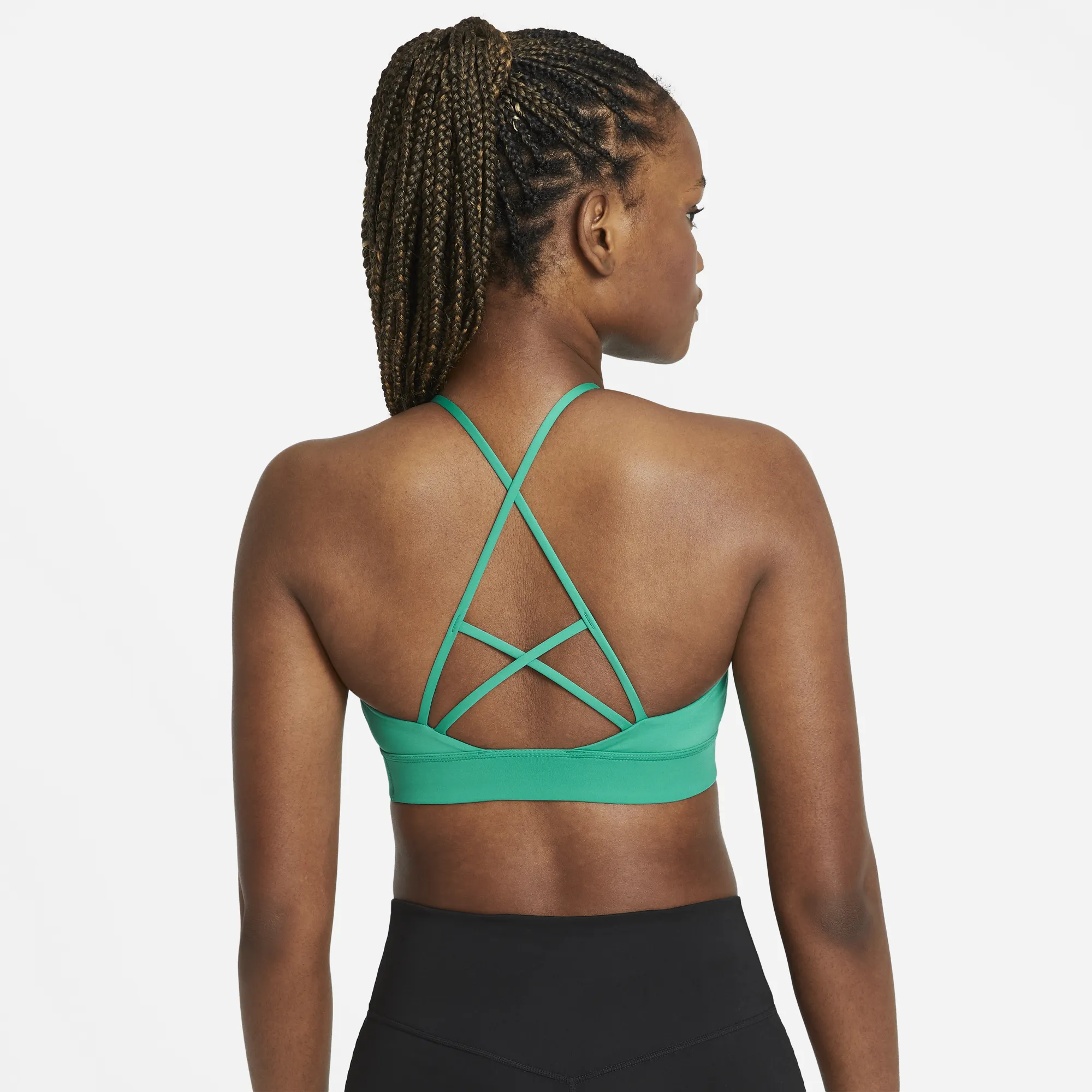 Nike Women's Dri-Fit Indy Rainbow Ladder Light Support Sports Bra (Neptune Green)