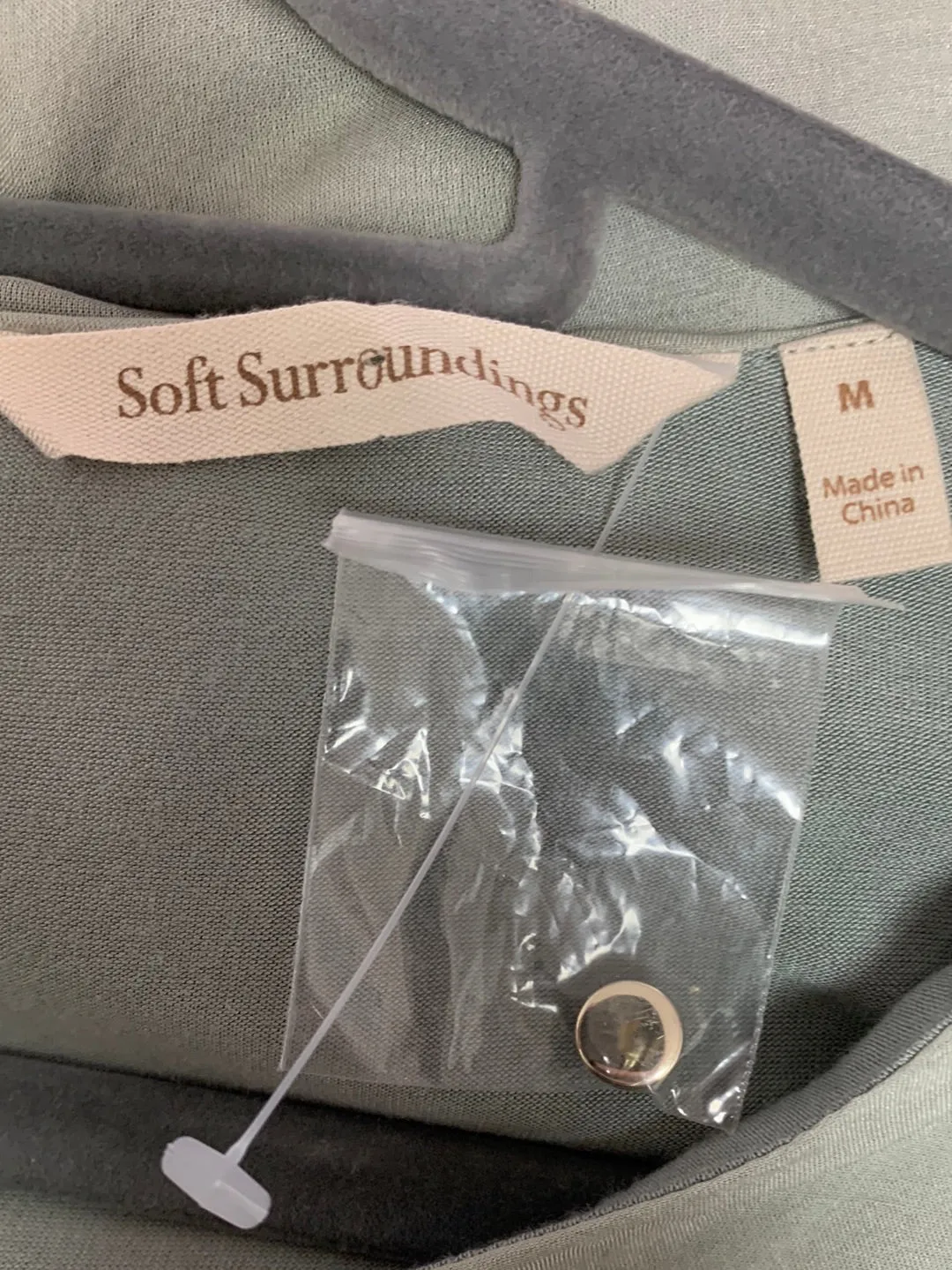 NWOT - SOFT SURROUNDINGS grey sage Morlaix Silk Dress - M | 10-12