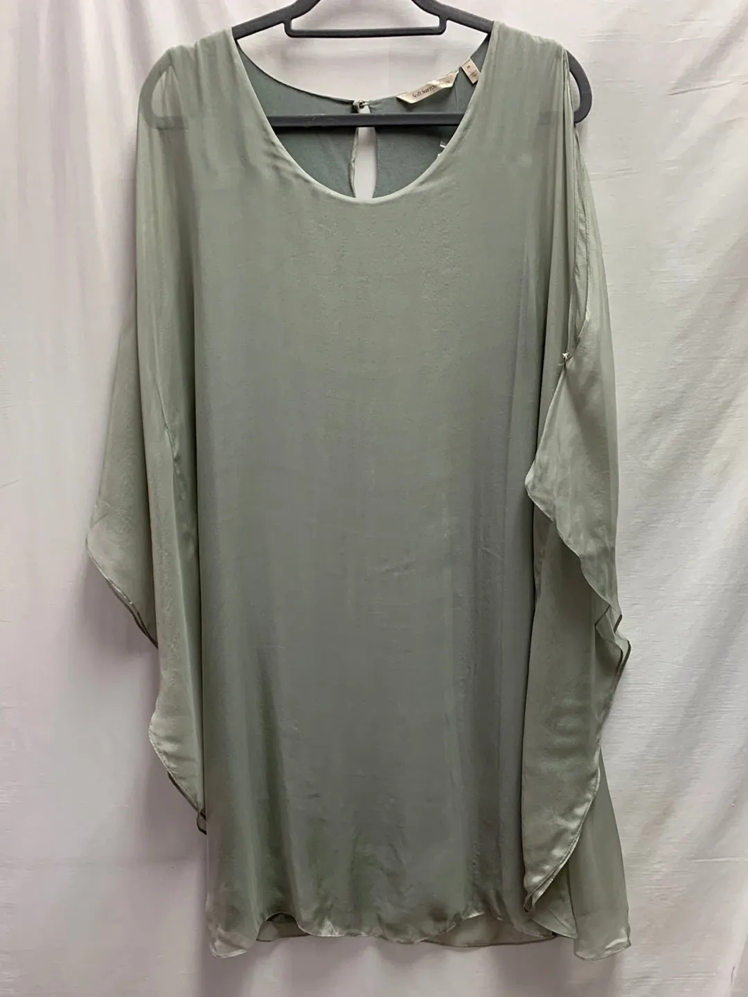 NWOT - SOFT SURROUNDINGS grey sage Morlaix Silk Dress - M | 10-12