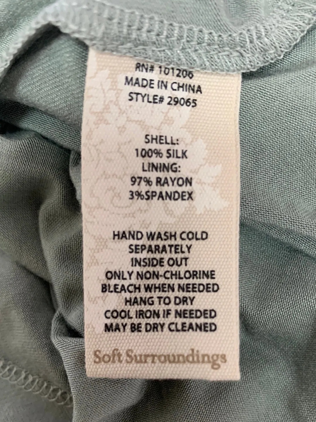 NWOT - SOFT SURROUNDINGS grey sage Morlaix Silk Dress - M | 10-12