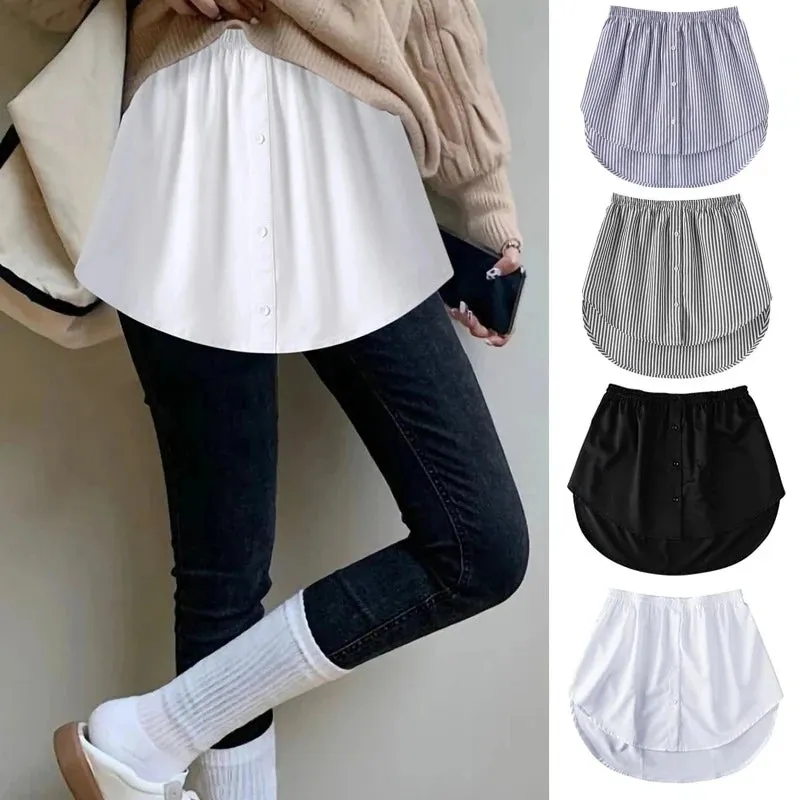 Obsidian Phoenix Adjustable Shirt Blouse Extender - Faux Layering Mini Skirt with Split Hemline, Perfect for Layering