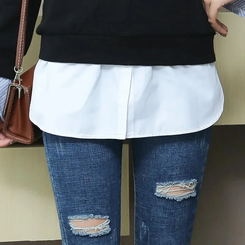 Obsidian Phoenix Adjustable Shirt Blouse Extender - Faux Layering Mini Skirt with Split Hemline, Perfect for Layering