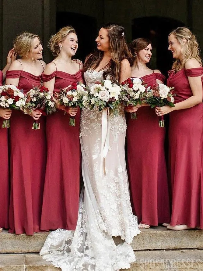 Off Shoulder Red Bridesmaid Dresses Online, Cheap Bridesmaids Dresses, WG742