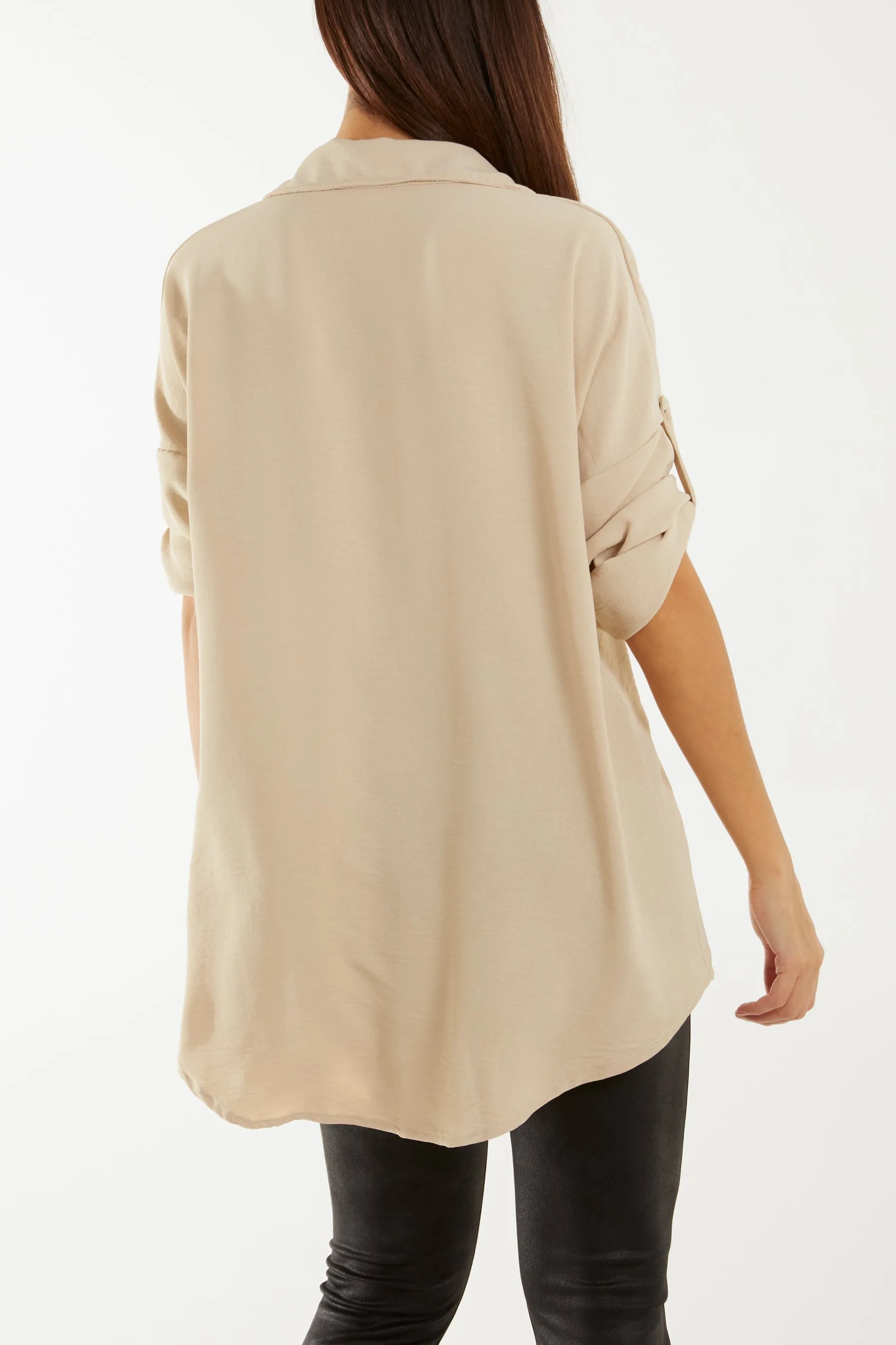Open Collar Wooden Button Blouse