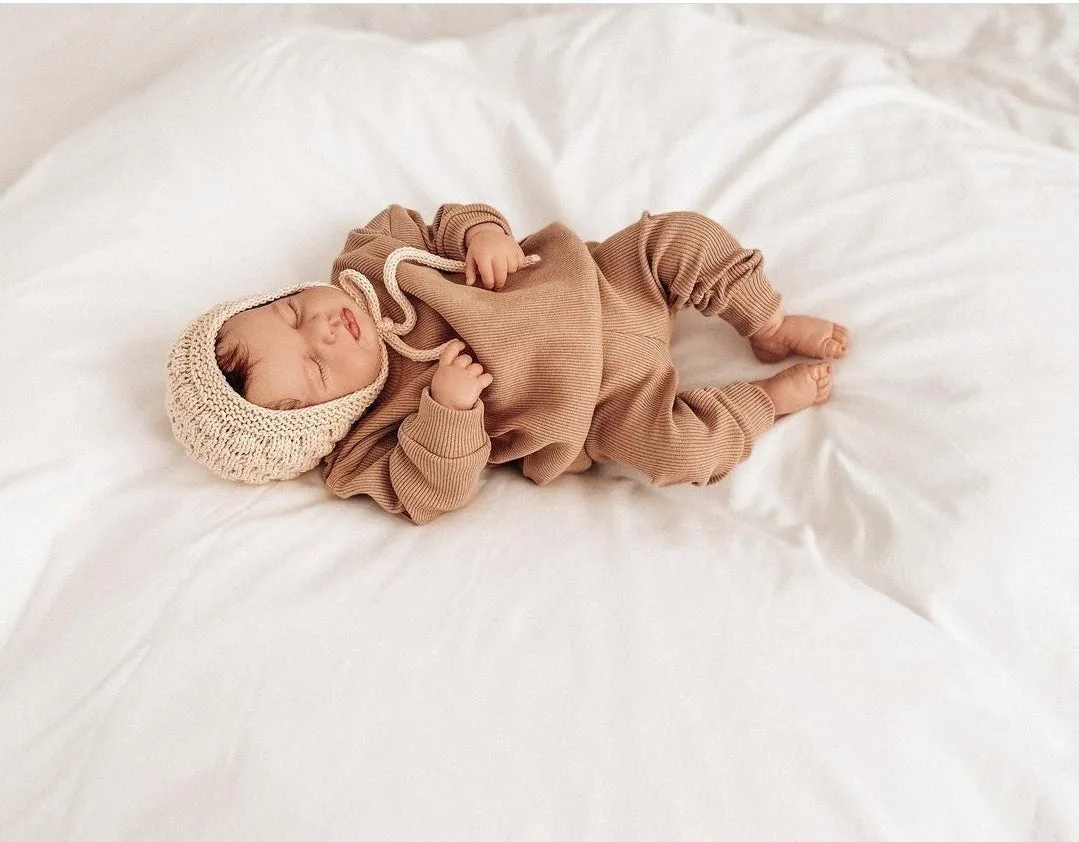 Organic Cotton Sweater/Jogger Set - Tan