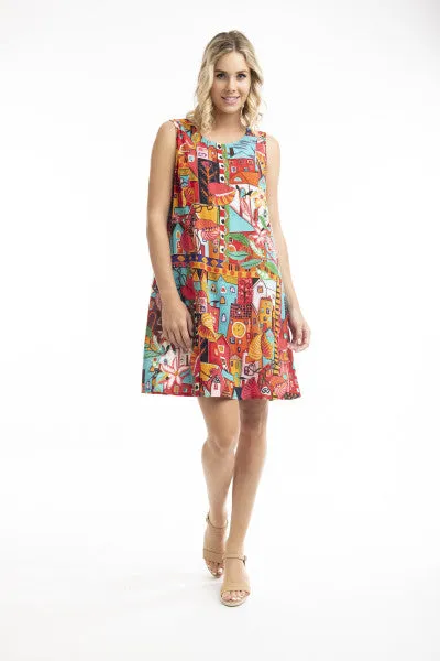 Orientique Printed Dress Shift Flaired