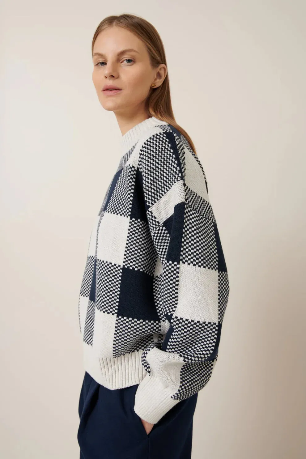 Otti Jumper - Navy Check