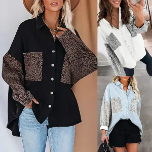 Oversized Button Down Shirt with Animal Print