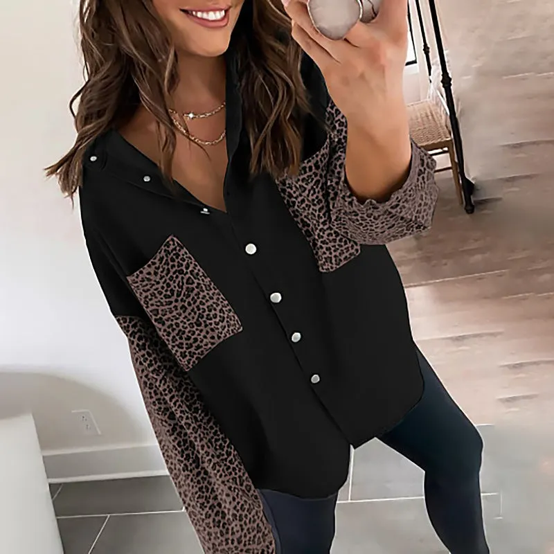 Oversized Button Down Shirt with Animal Print