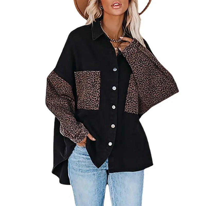 Oversized Button Down Shirt with Animal Print