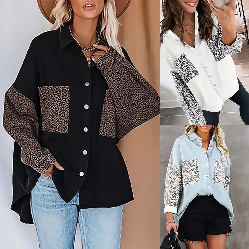 Oversized Button Down Shirt with Animal Print