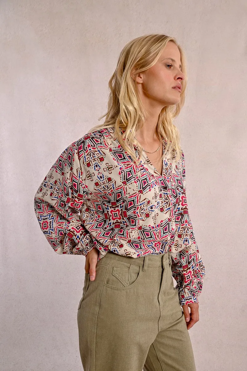 OVERSIZED PRINTED BLOUSE