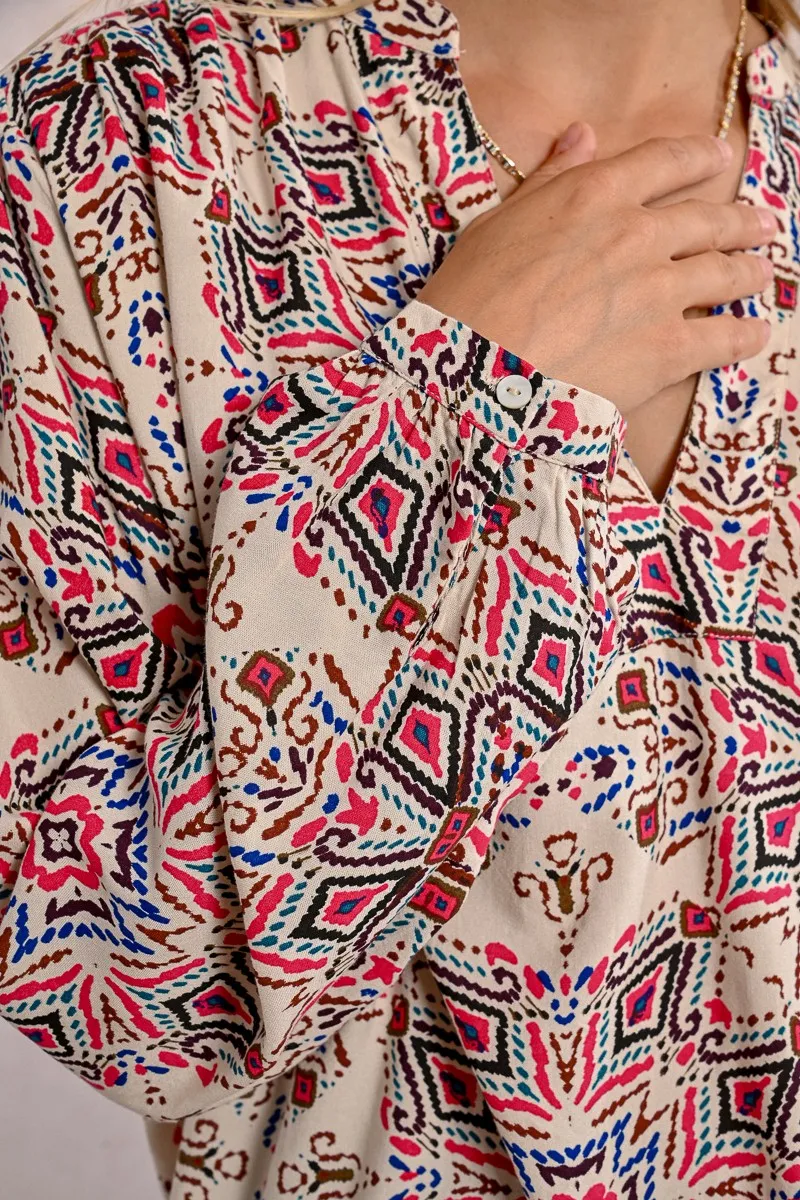 OVERSIZED PRINTED BLOUSE