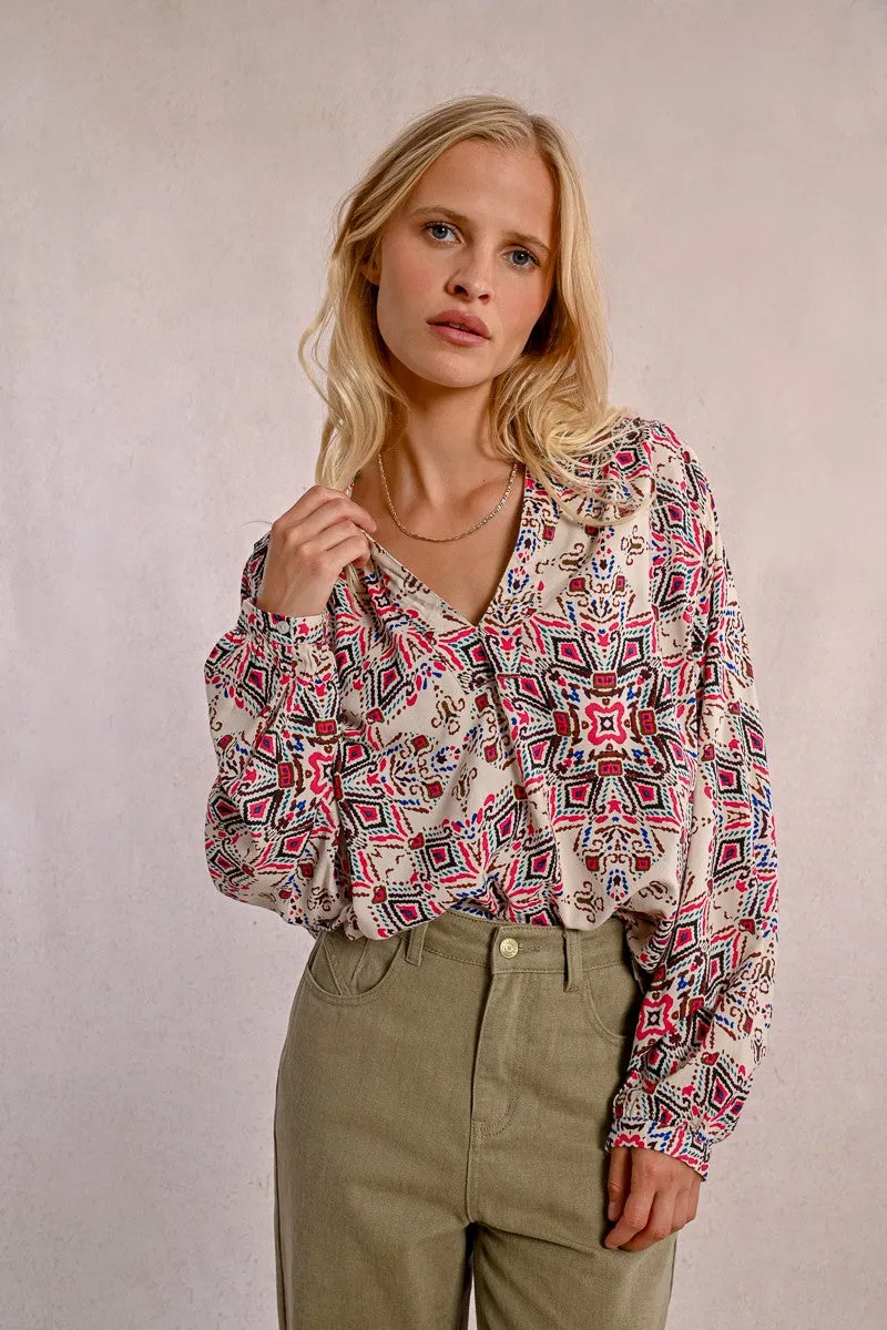OVERSIZED PRINTED BLOUSE