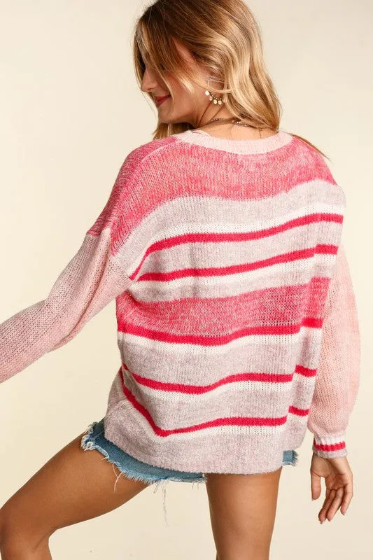 Oversized Stripe Sweater Pullover Top