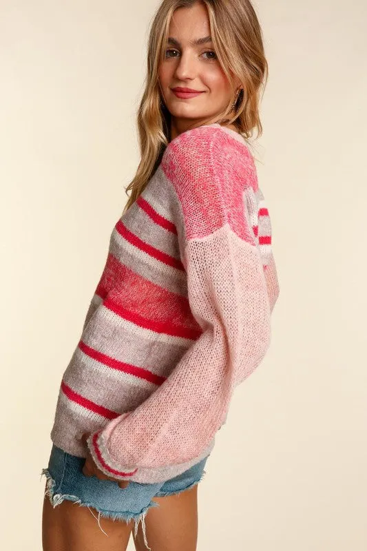Oversized Stripe Sweater Pullover Top