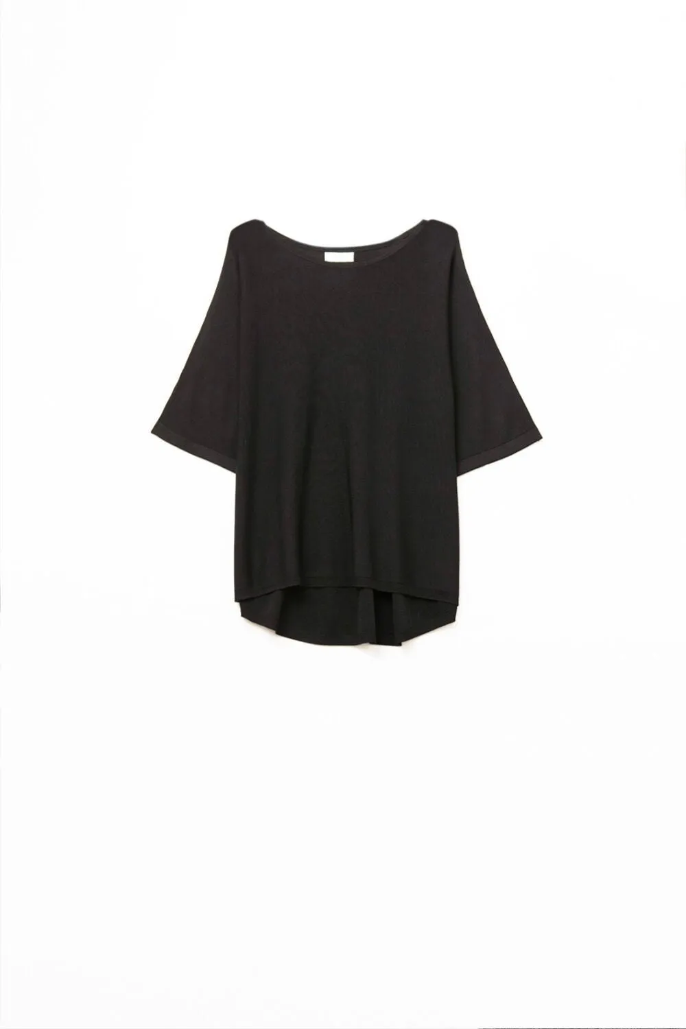 Oversized Sweater in Black with Elbow-Length Sleeves