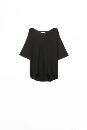 Oversized Sweater in Black with Elbow-Length Sleeves