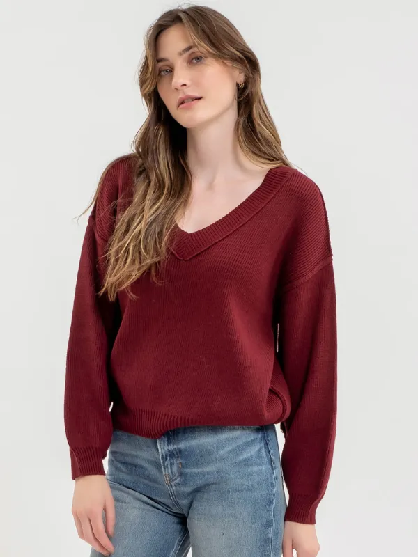 Oxblood Exposed Seam Sweater