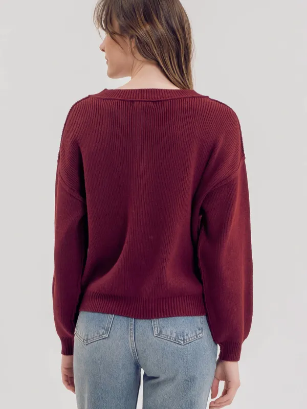 Oxblood Exposed Seam Sweater