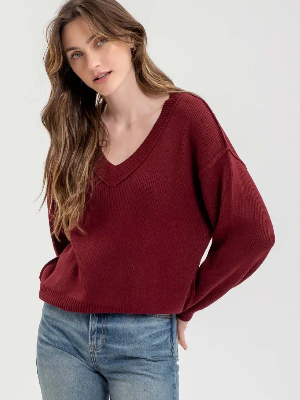 Oxblood Exposed Seam Sweater