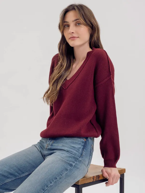 Oxblood Exposed Seam Sweater
