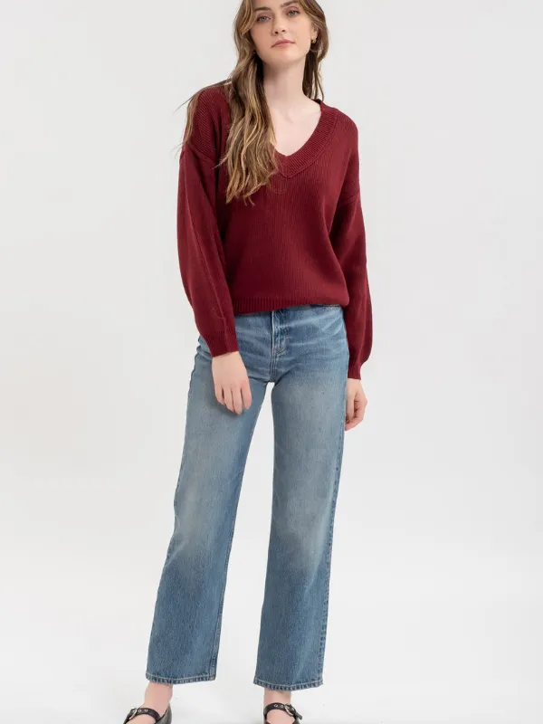 Oxblood Exposed Seam Sweater