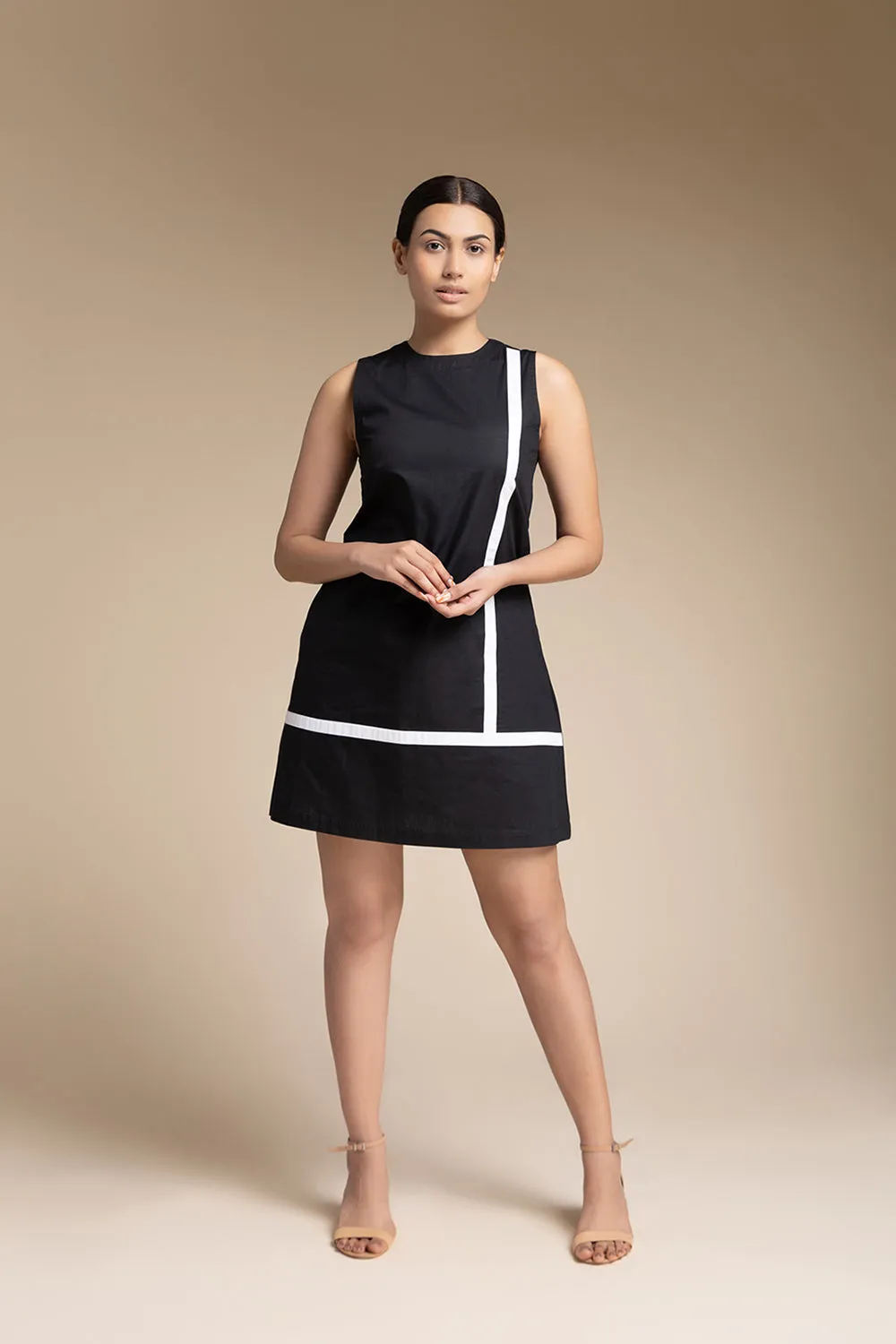 Pack Neck Shift Dress - Black