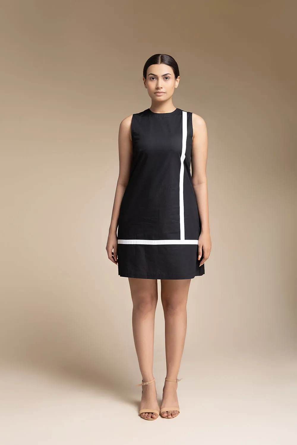 Pack Neck Shift Dress - Black