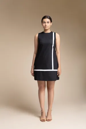 Pack Neck Shift Dress - Black