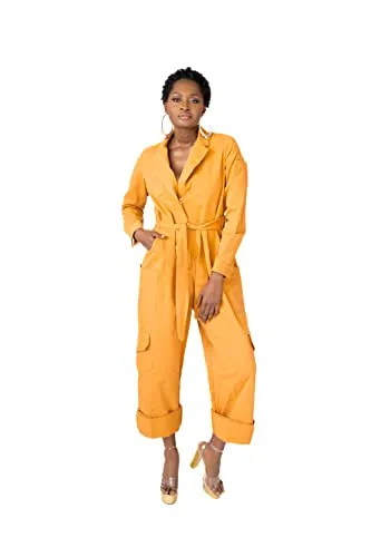 Pantora Women's Nicole Utility Jumpsuit, Orange, Large