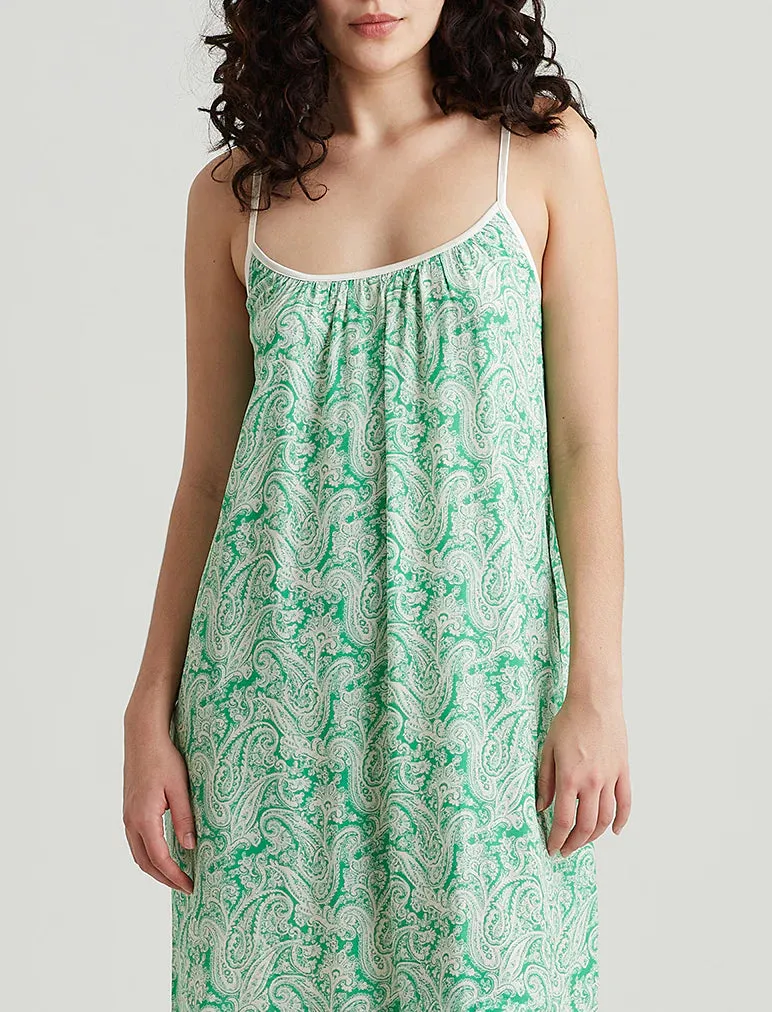 Papinelle - Sophia Paisley Strappy Midi Nightie | Spearmint
