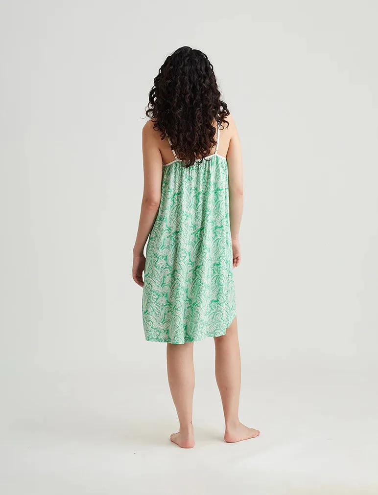 Papinelle - Sophia Paisley Strappy Midi Nightie | Spearmint