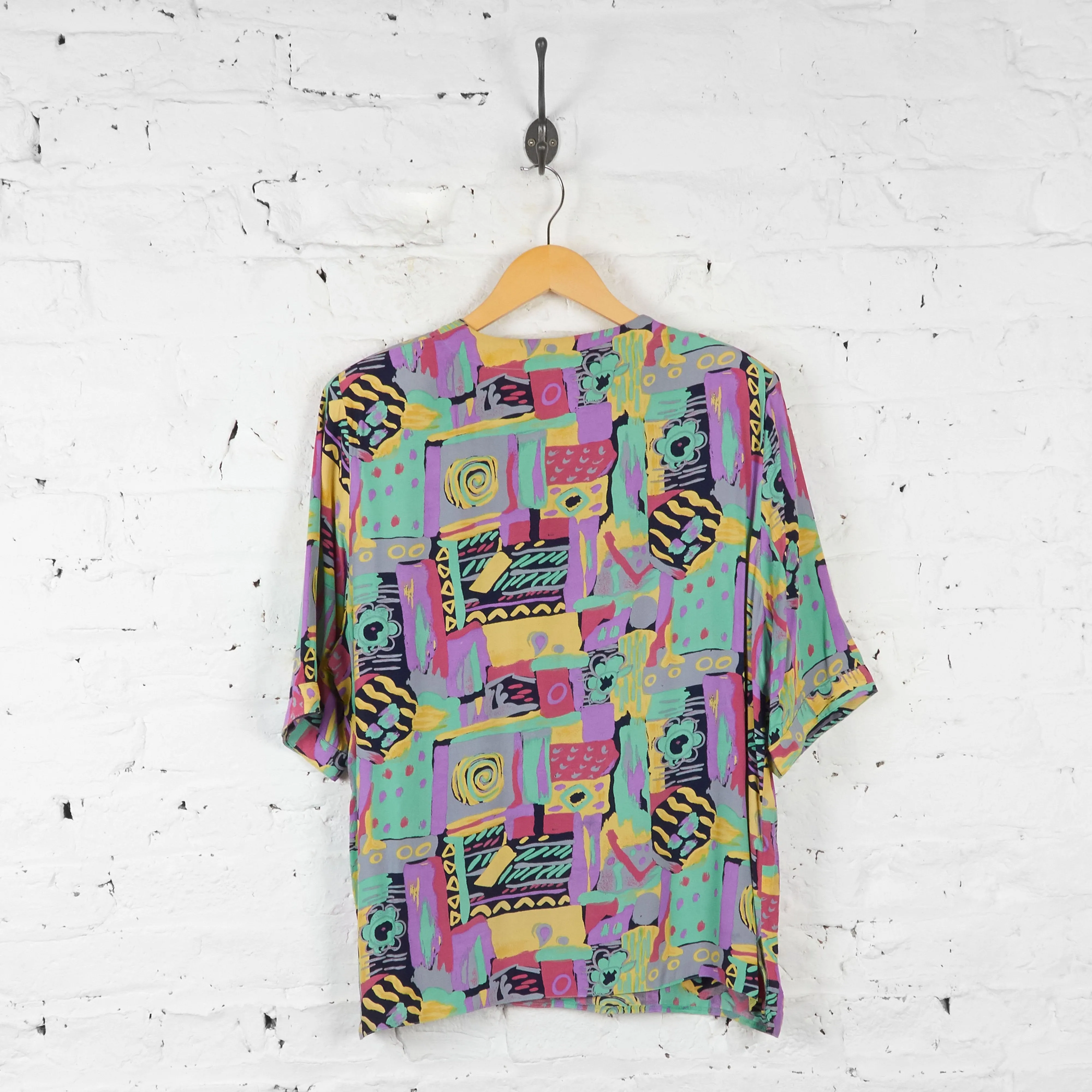 Pattern 90s Blouse - Purple - Womens L