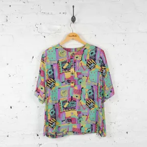 Pattern 90s Blouse - Purple - Womens L