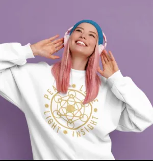 PEACE LOVE LIGHT INSIGHT - Unisex Heavy Blend™ Crewneck Sweatshirt