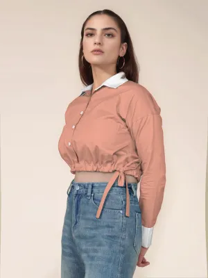 Peach Solid Full Sleeves Shirt