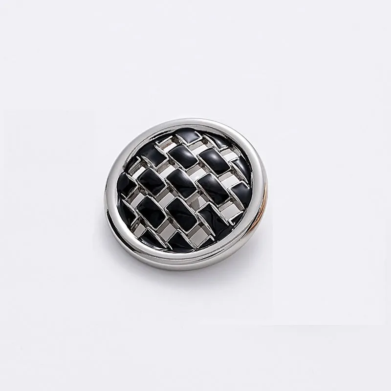 Pink and Black Woven Grid Oiled Metal Clothing Button 5pcs