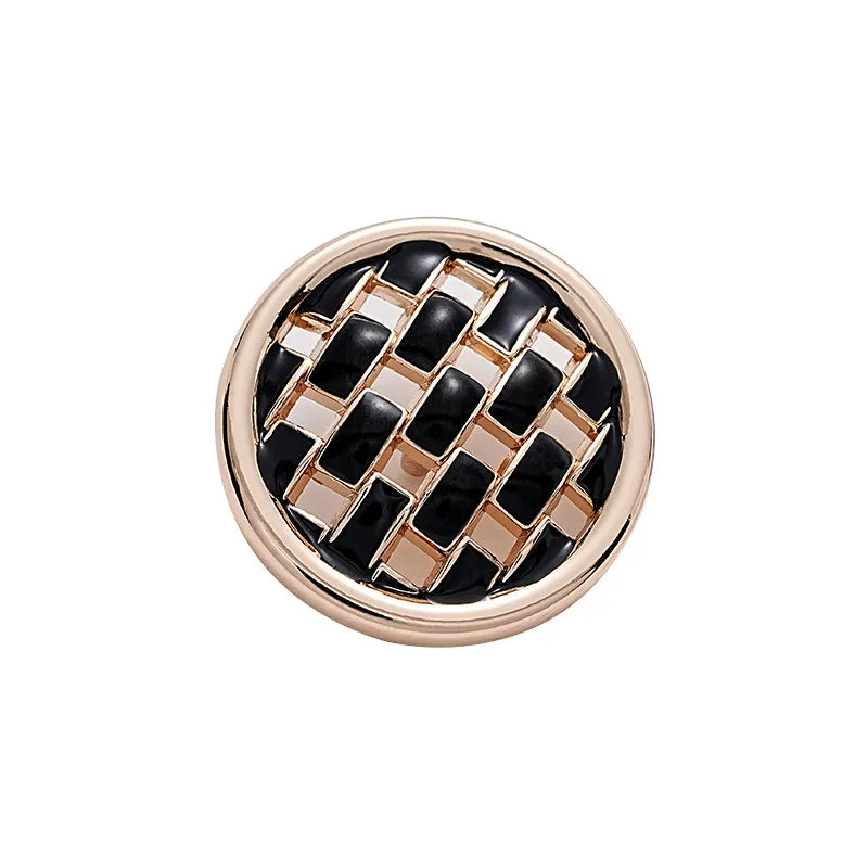 Pink and Black Woven Grid Oiled Metal Clothing Button 5pcs